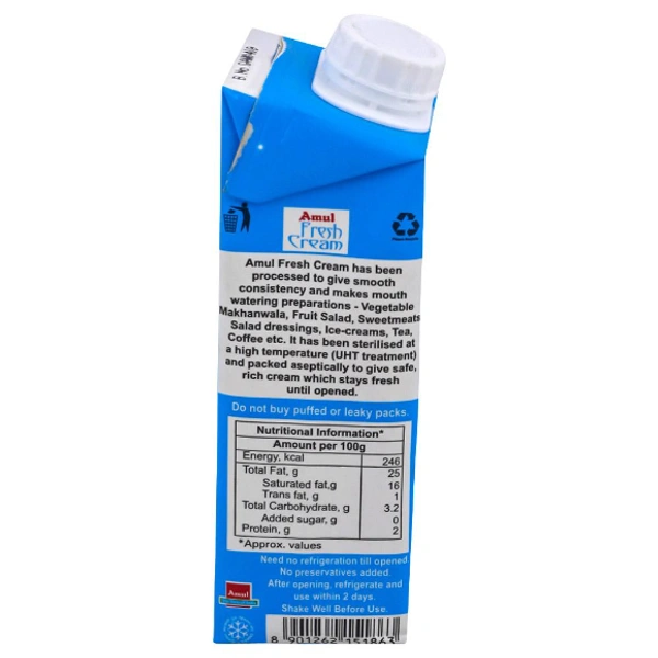Amul Fresh Cream 250 ml (Tetra Pak)
